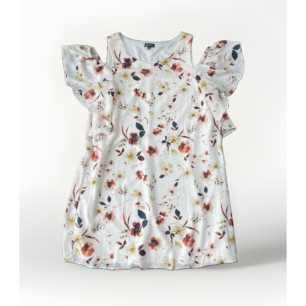 Lily Rose White Floral Mini Dress Size M Cold Shoulder Mini Lined